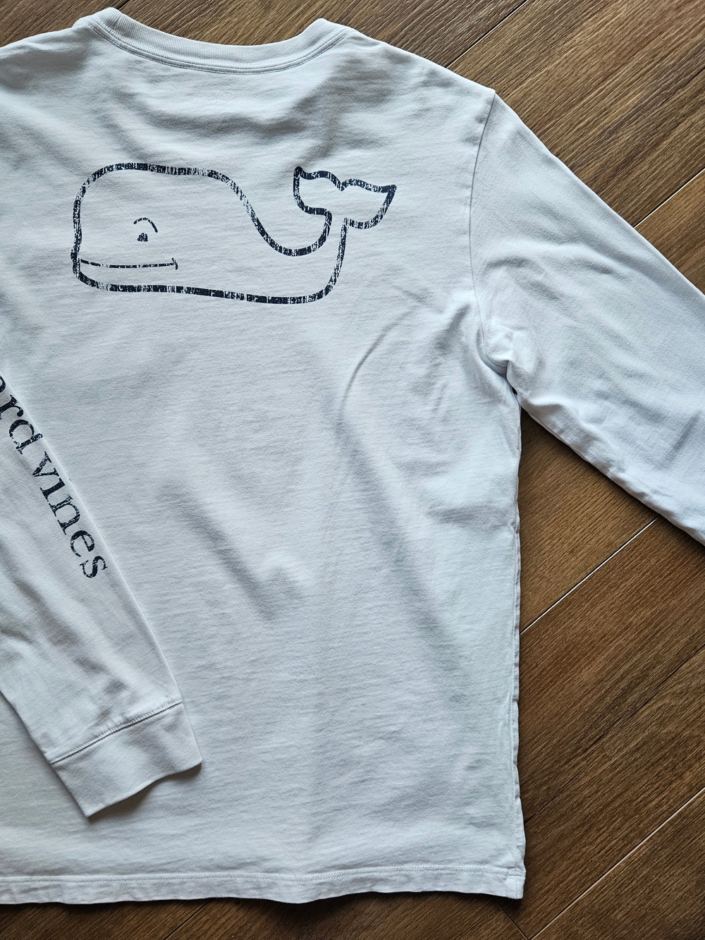 Boys Vineyard Vines White Long-Sleeve Pocket Tee with Navy Whale - Picture 2 of 2